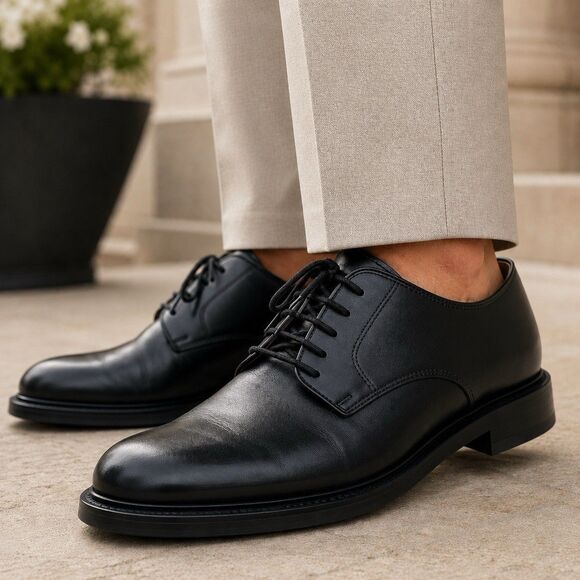 J.Crew Ludlow Mens 9.5 Black Leather Derby Shoes Old Money Preppy Euro Summer main image 11